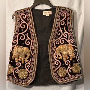 Vintage Carol Horn Workshop beaded and sequined embroidered elephant vest